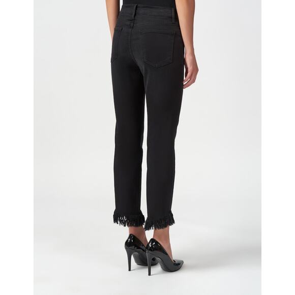 FRAME Le High Straight Shredded Raw Hem in Film Noir - Picture 3 of 13